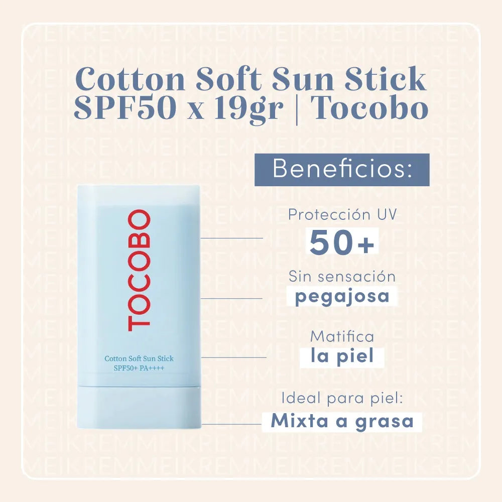 TOCOBO Protector Solar en Barra Cotton Soft SPF50+ PA++++