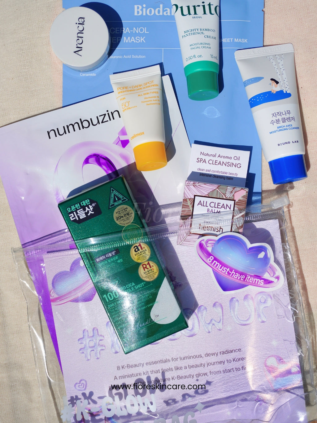 k glow beauty bag - 8 piezas